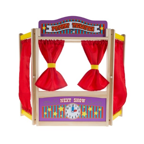 Toy Time Wooden Tabletop Puppet Theater with Curtains, Blackboard, and Clock, Creativity for Kids, Boys/Girls 414226YZC - main